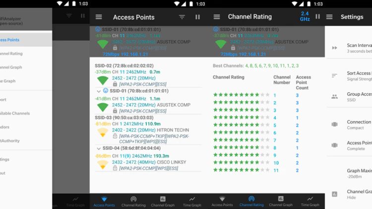 WiFiAnalyzer 一款功能强大的Wifi网络优化工具