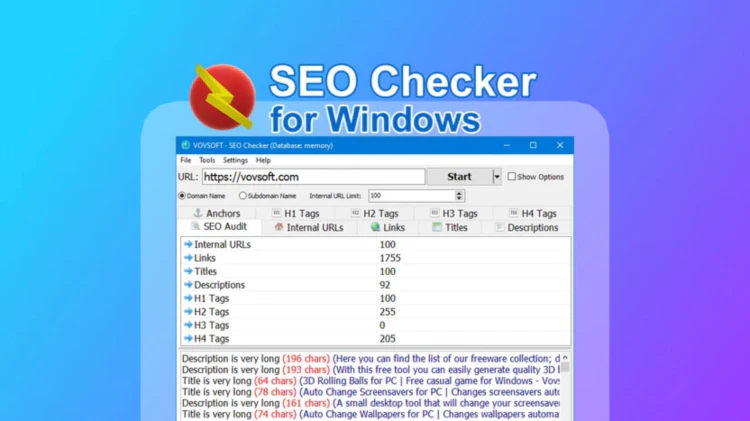 【限免】Vovsoft SEO Checker 永久免费许可证 – 网站分析器和 SEO 审计工具