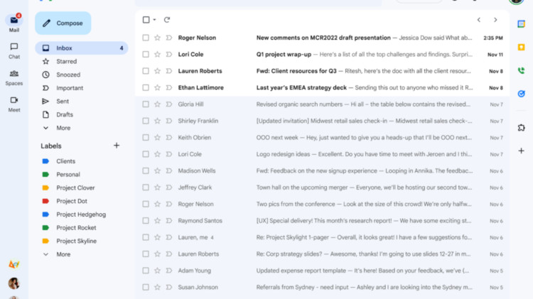 新的 Gmail 向所有人推出，您现在可以隐藏那个大侧边栏